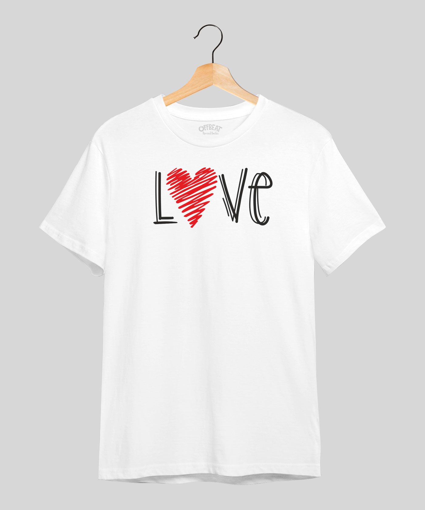 Love Heart - Premium Round Neck Couple Tees in Cotton for Men - White 