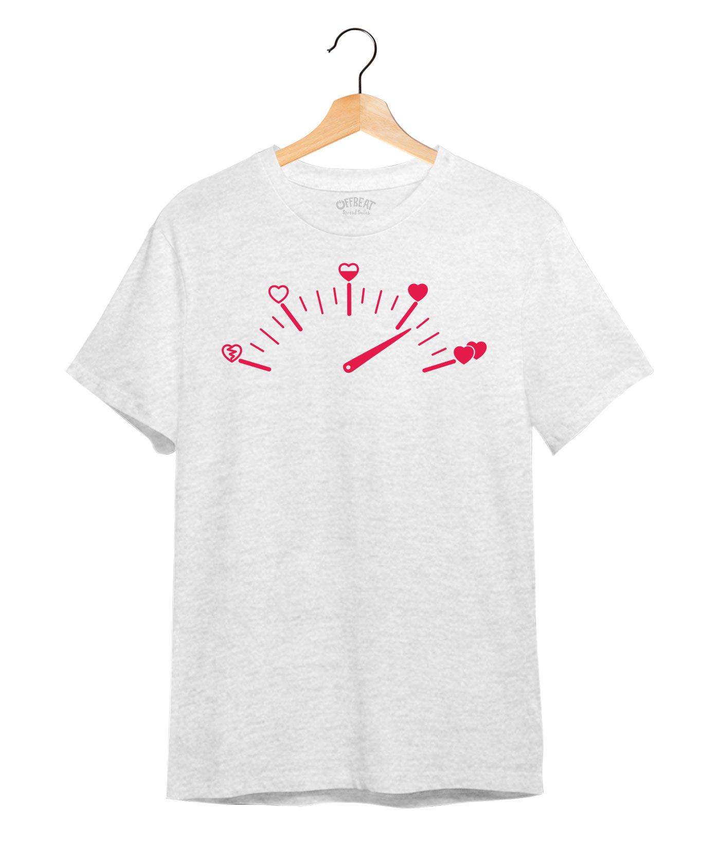 Love Meter - Premium Round Neck Couple Tees in Cotton for Men - White Melange 