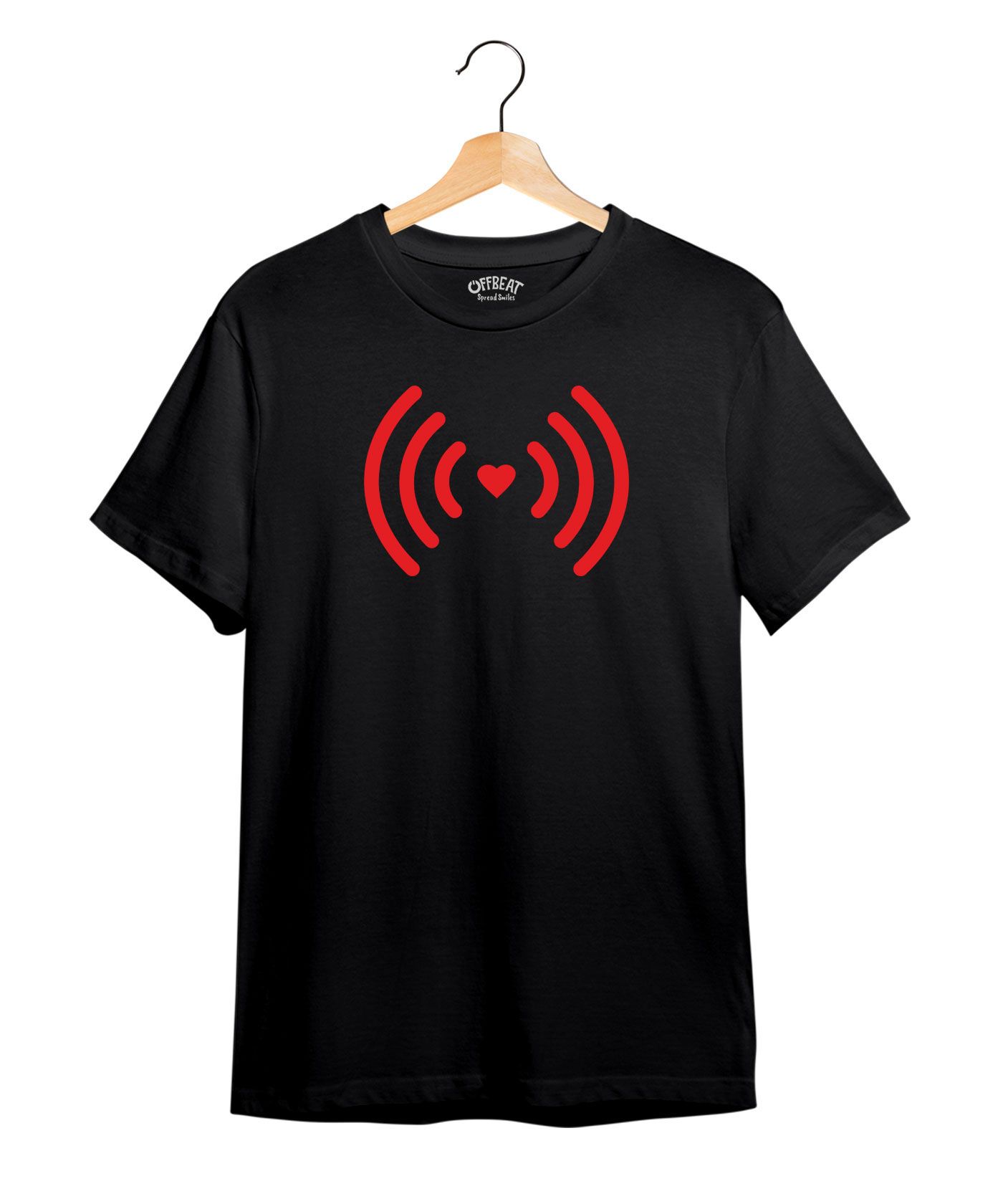 Love Wi-fi - Premium Round Neck Couple Tees in Cotton for Men - Black 