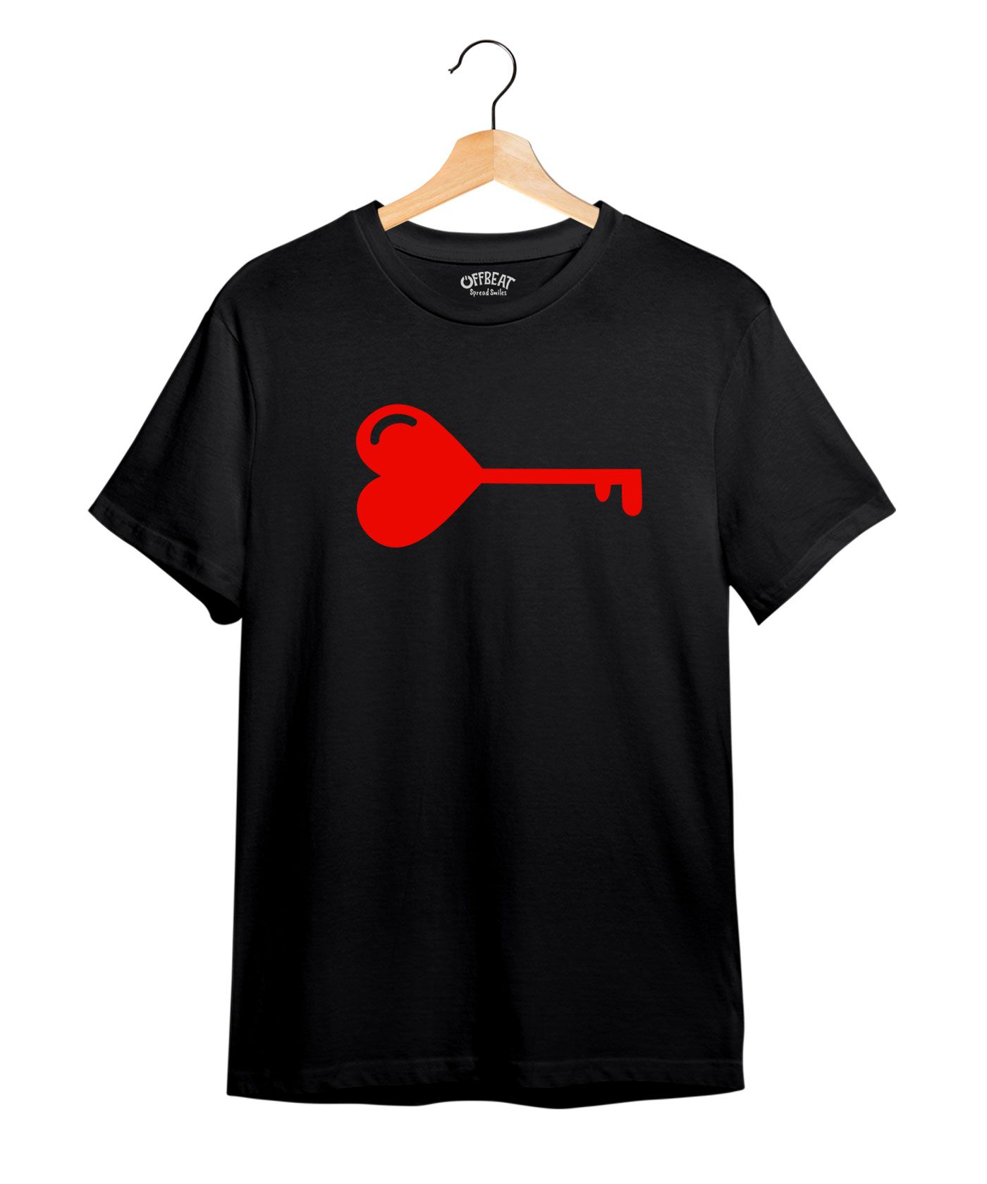 Lock And Key - Premium Round Neck Couple Tees in Cotton for Men - Black 