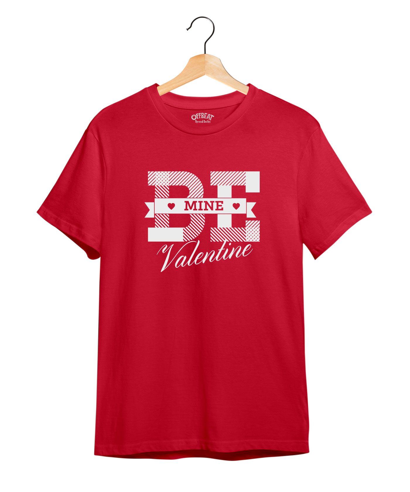 Be Mine Valentine - Premium Round Neck Couple Tees in Cotton for Men - Red 