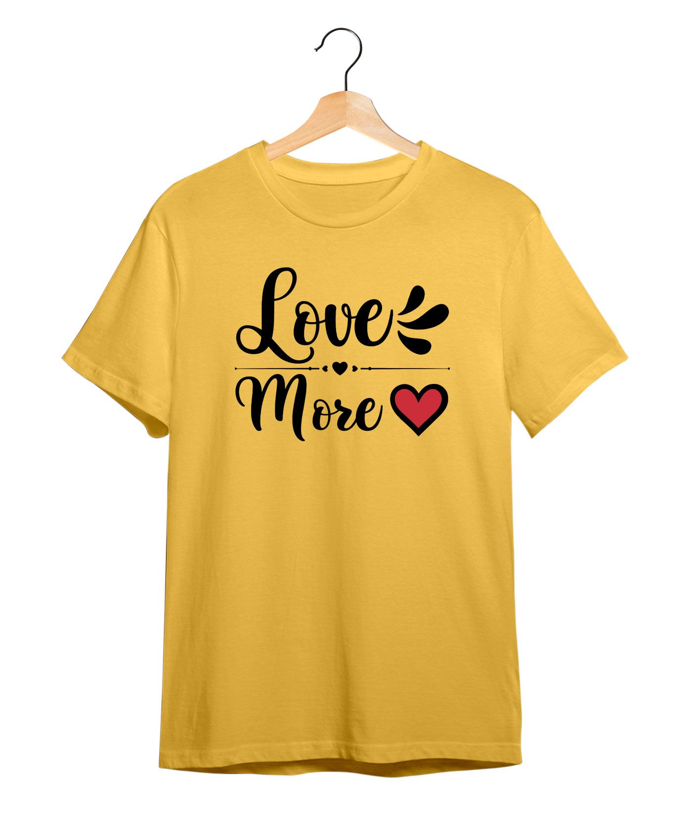 Love More - Premium Round Neck Couple Tees in Cotton for Men - Minion Yellow 