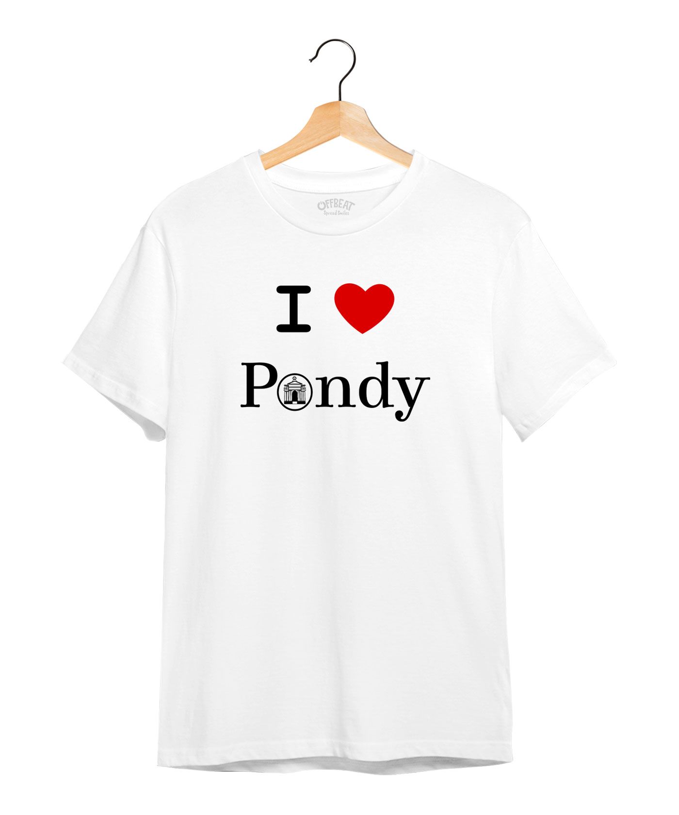 I Love Pondy - 100% Cotton Round Neck Tee -White