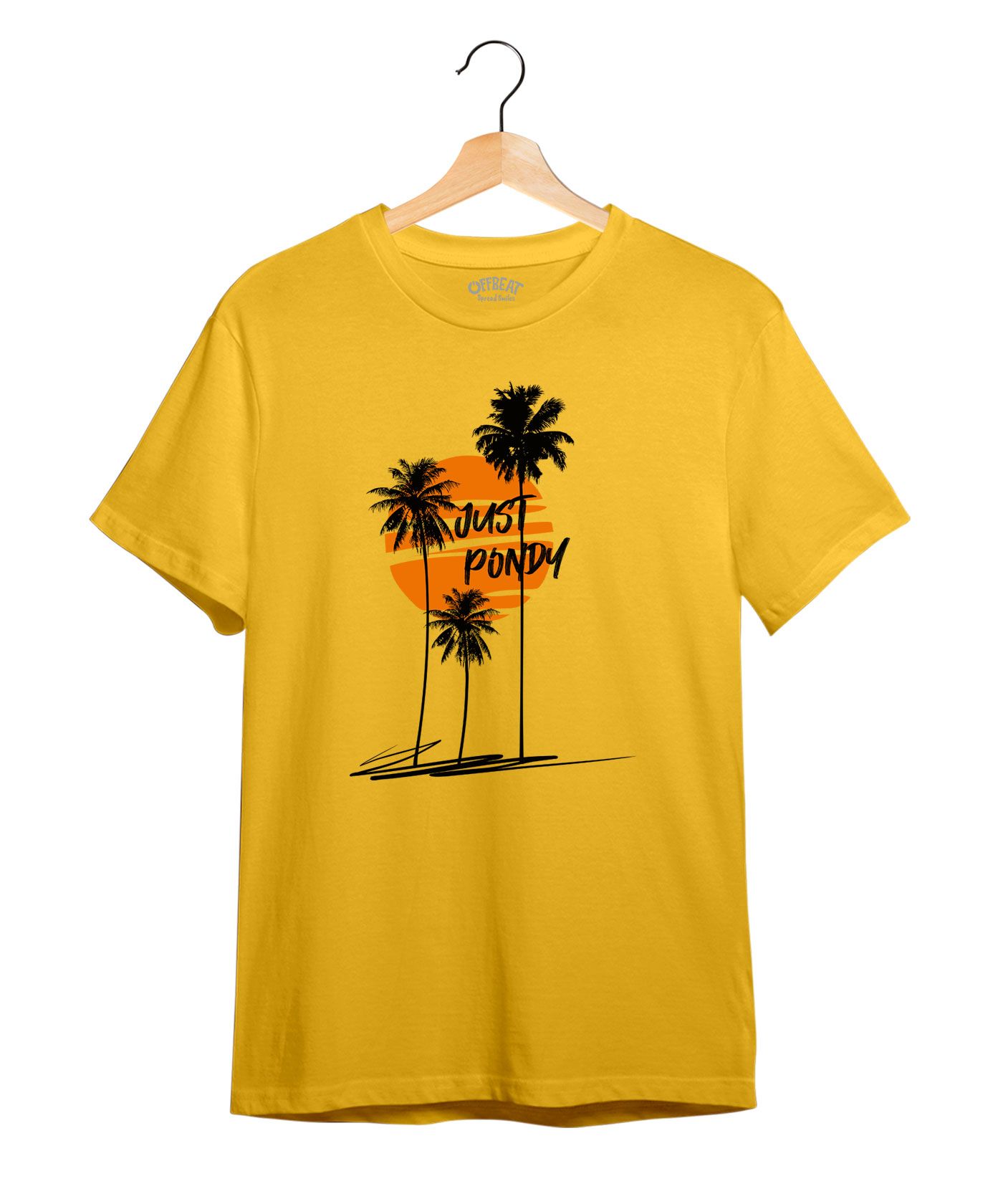 Just Pondy  - 100% Cotton Round Neck Tee -Sunflower Yellow