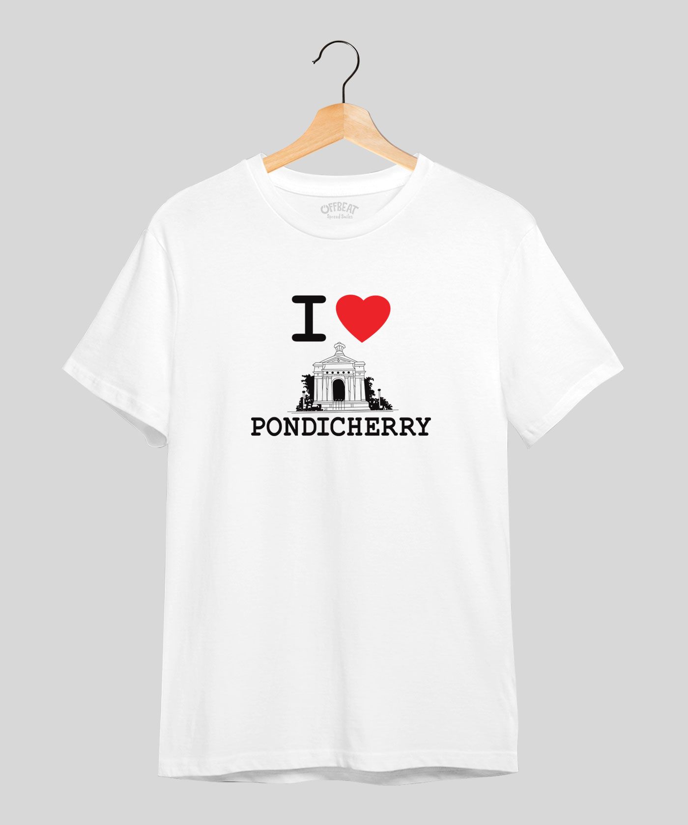 I Love Pondicherry - Premium Round Neck Cotton Tees - White