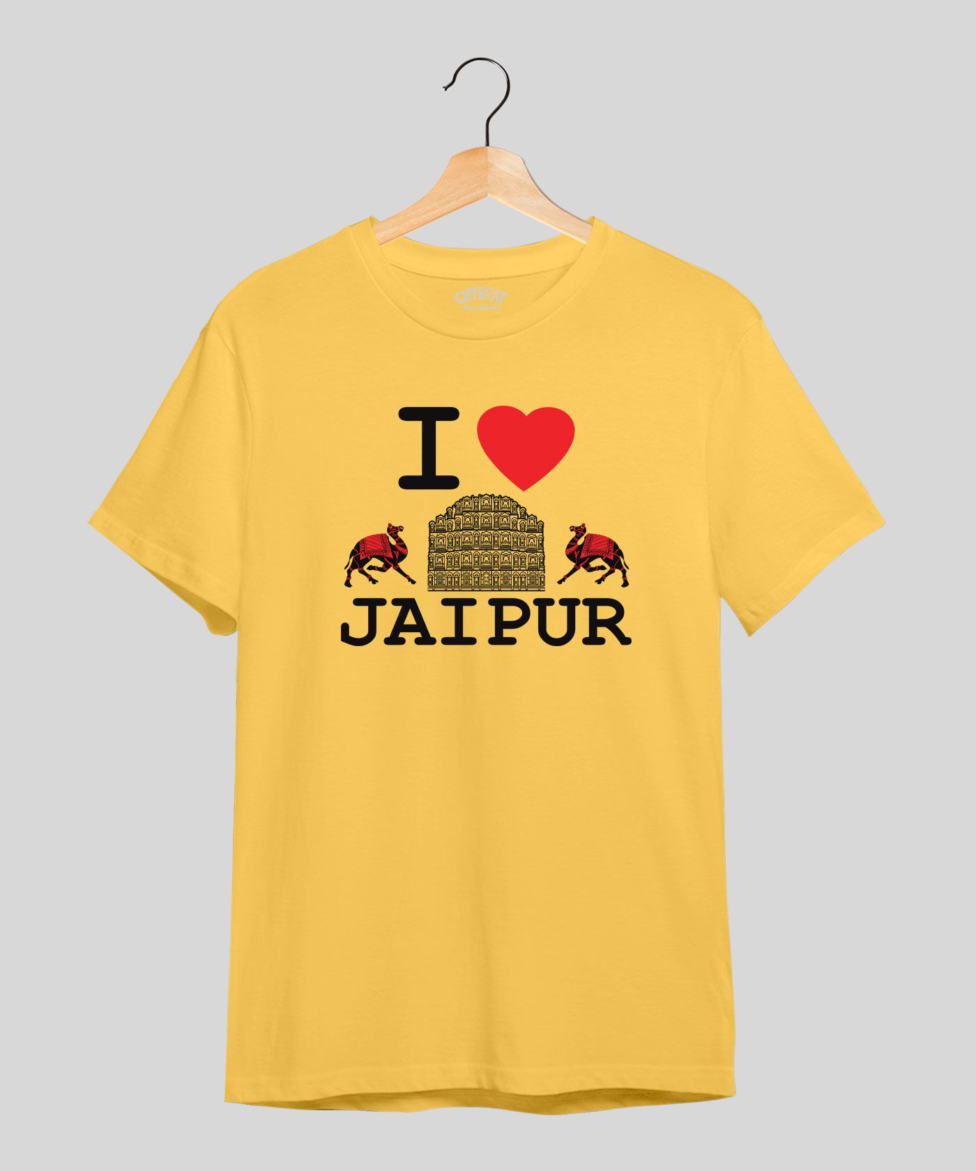 I Love Jaipur - Premium Round Neck Cotton Tees - Minion Yellow