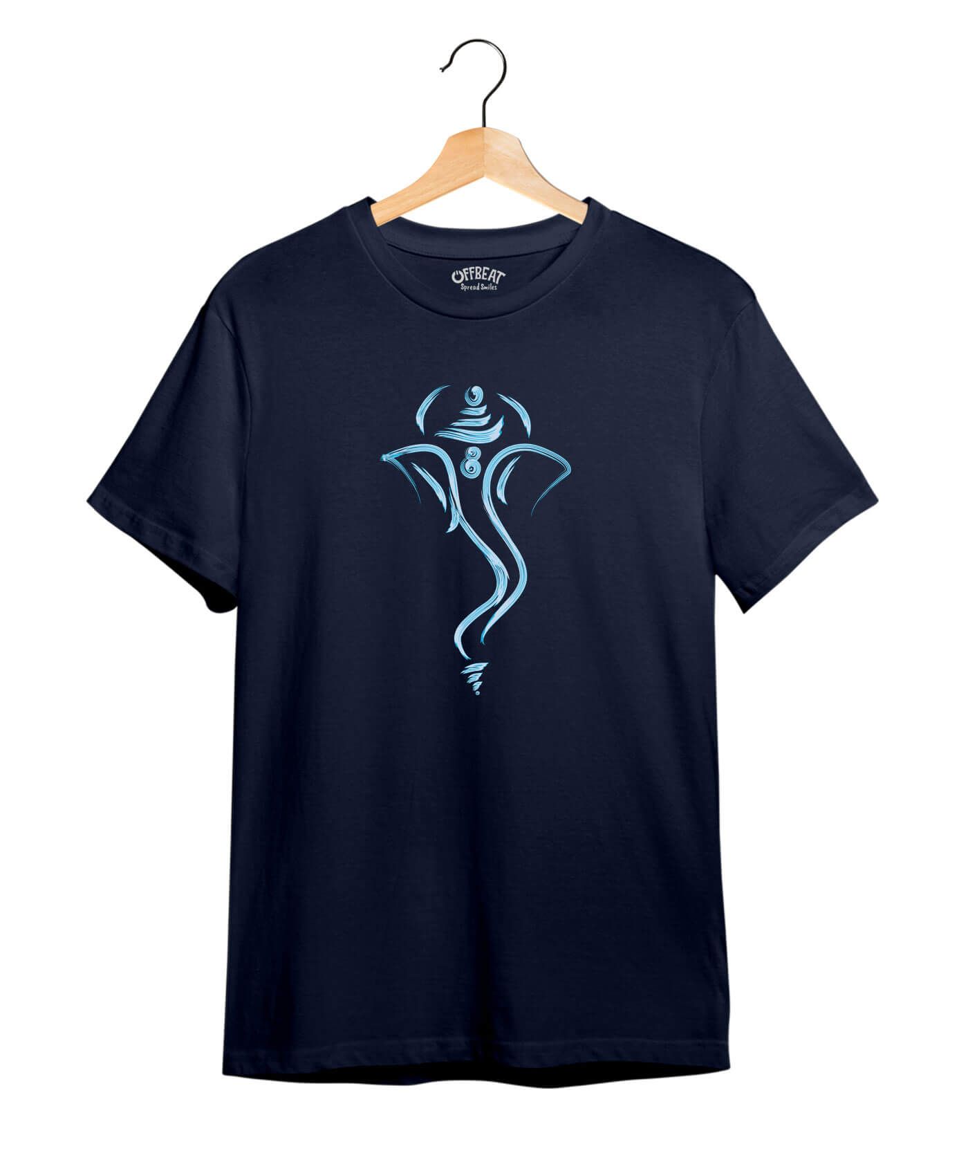 Shri Varad Ganesha - Premium Round Neck Cotton Tees - Navy Blue