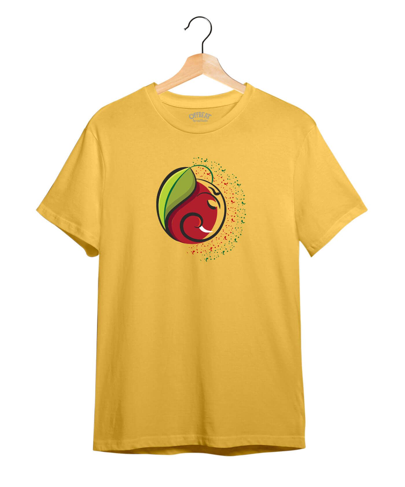 Leaf Ganesha - Premium Round Neck Cotton Tees - Minion Yellow