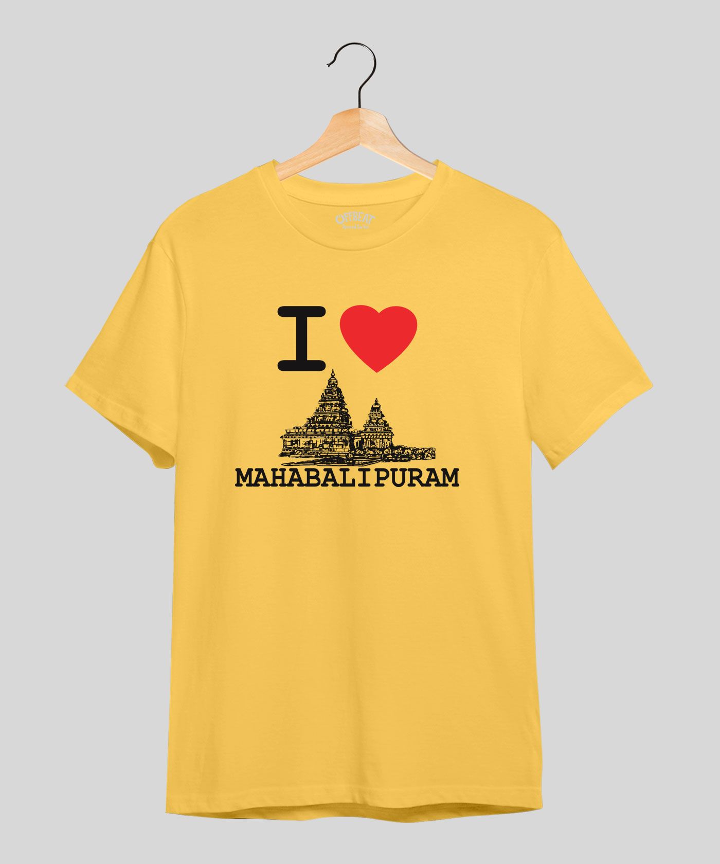 I Love Mahabalipuram - Premium Round Neck Cotton Tees - Minion Yellow