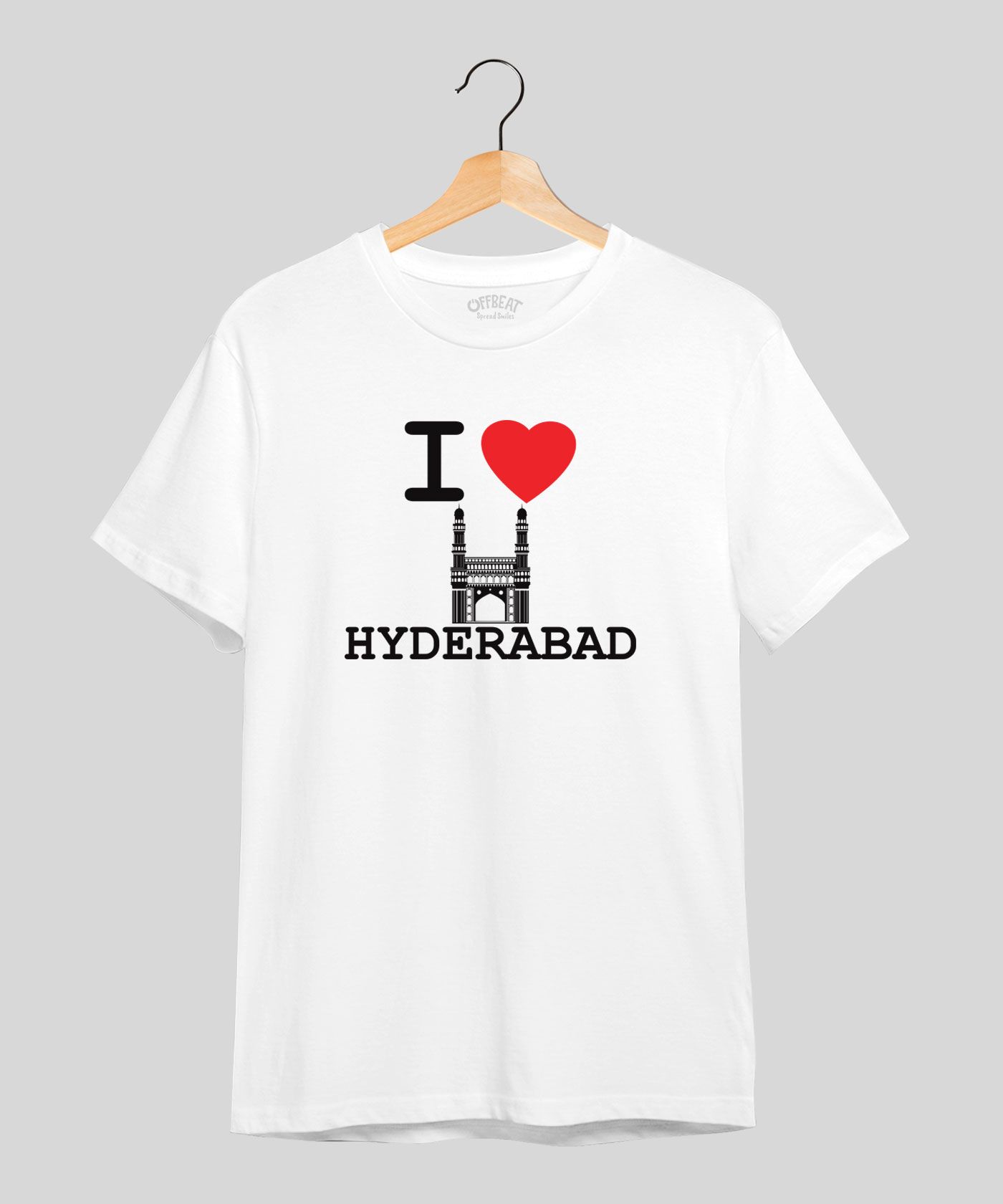 I Love Hyderabad - Premium Round Neck Cotton Tees - White