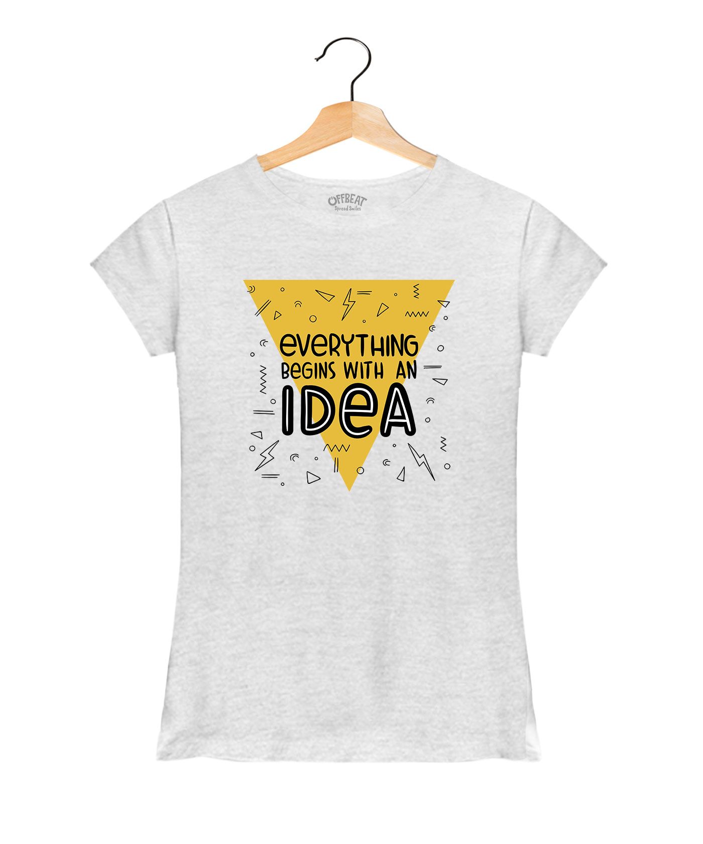 Idea - Premium Round Neck Couple Tees in Cotton for Women - Grey Melange
