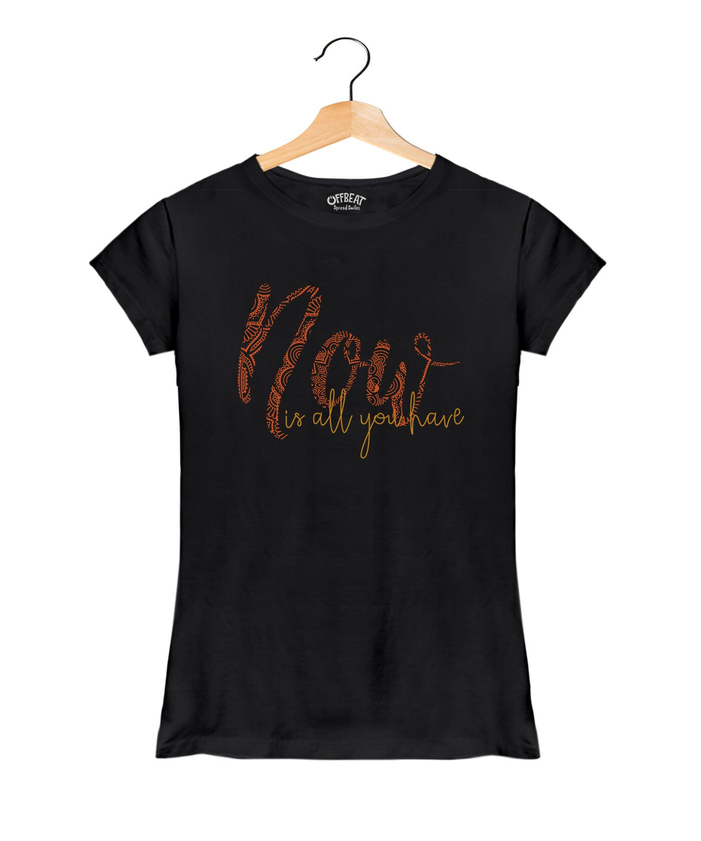 Now - Premium Round Neck Couple Tees in Cotton for Women - Black