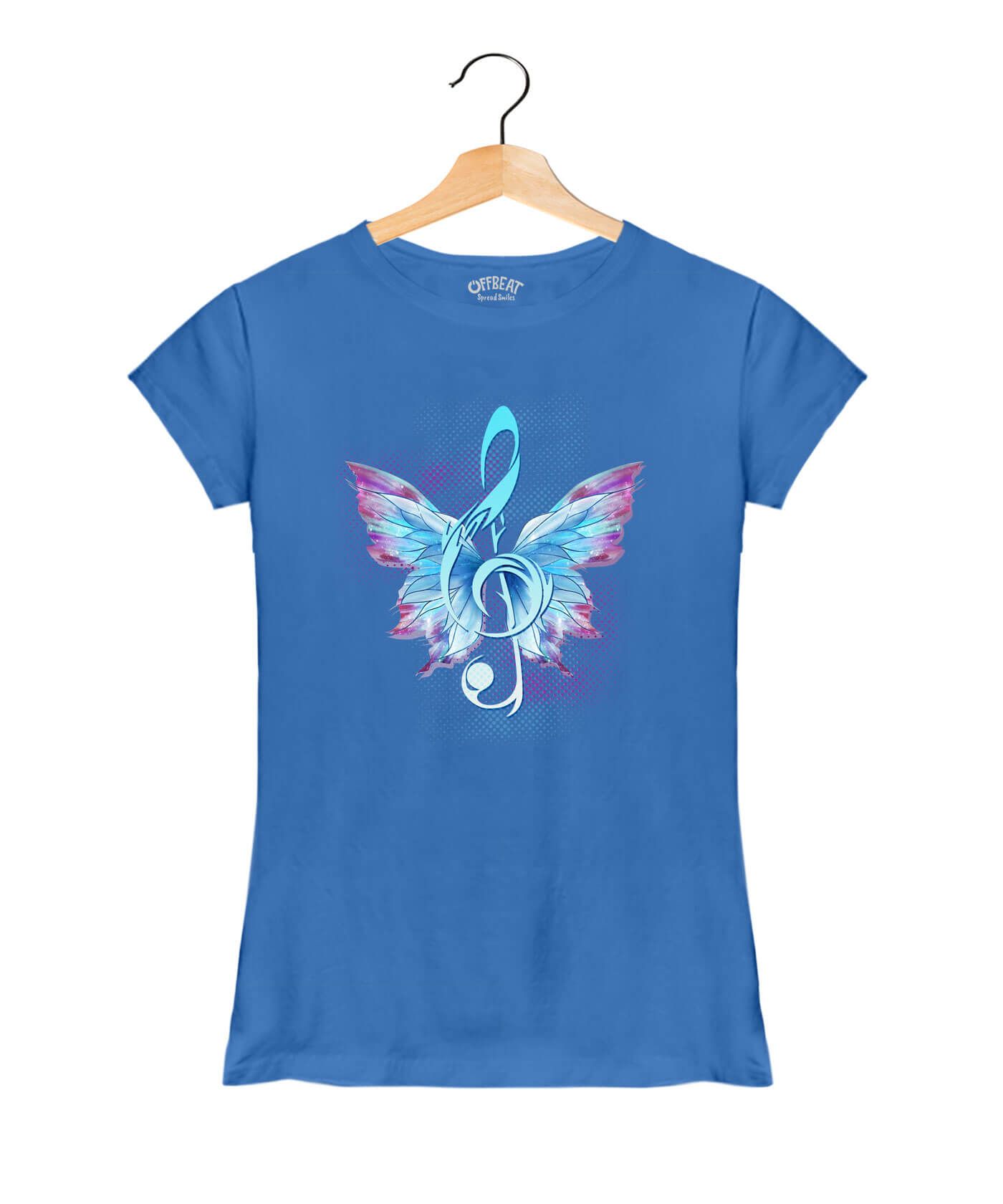 Chrysalis - Premium Round Neck Cotton Tees for Women - Electric Blue