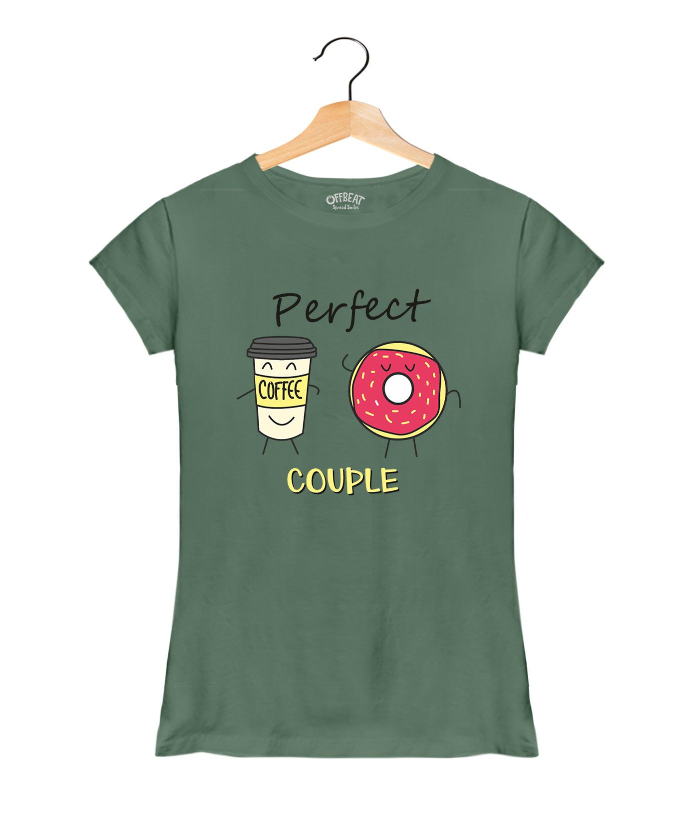 Perfect Couple - Premium Round Neck Couple Tees in Cotton for Women - Basil Green