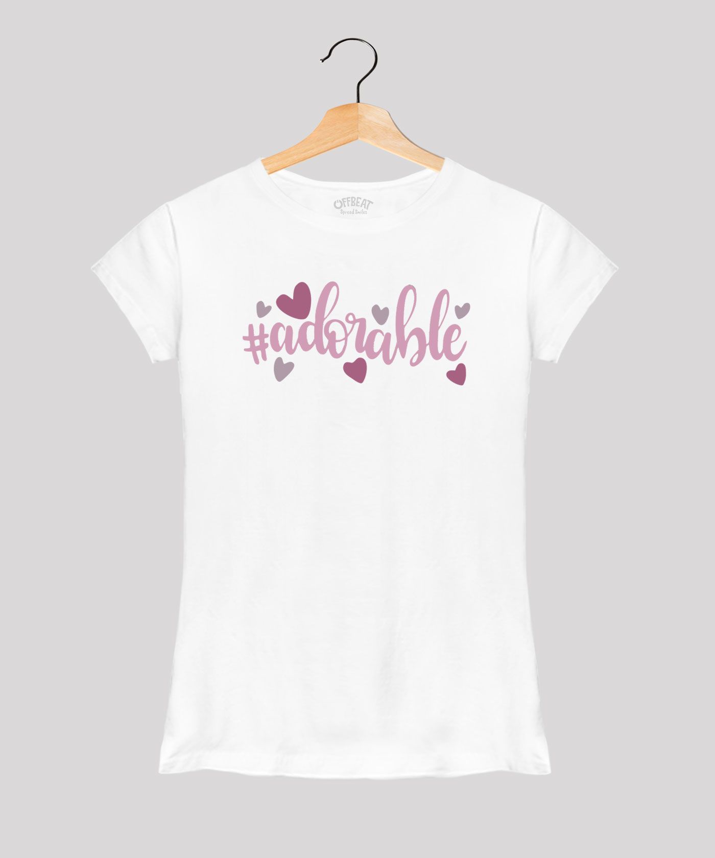 Adorable - Premium Round Neck Couple Tees in Cotton for Women - White 