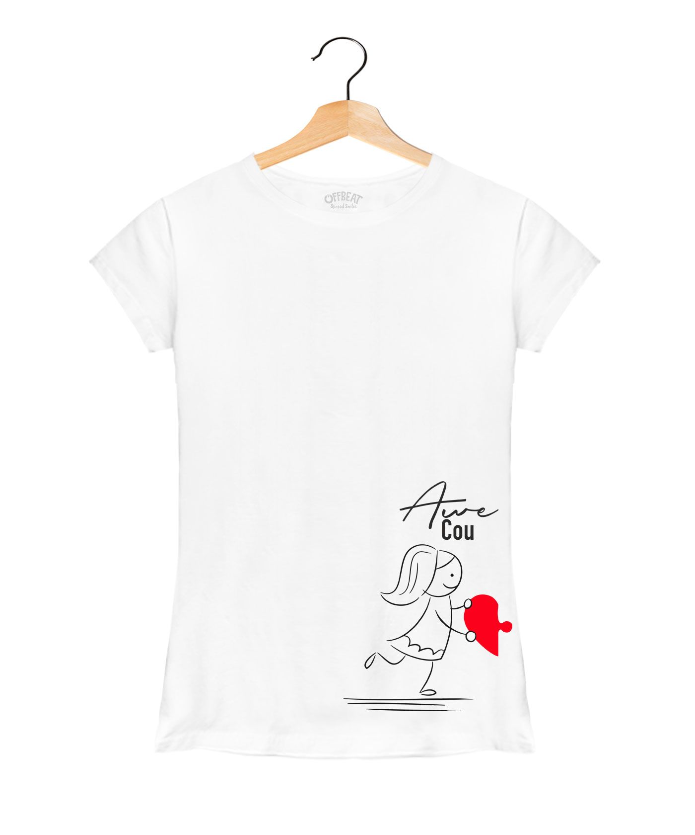 Awesome Couple - Premium Round Neck Couple Tees in Cotton for Women - White 