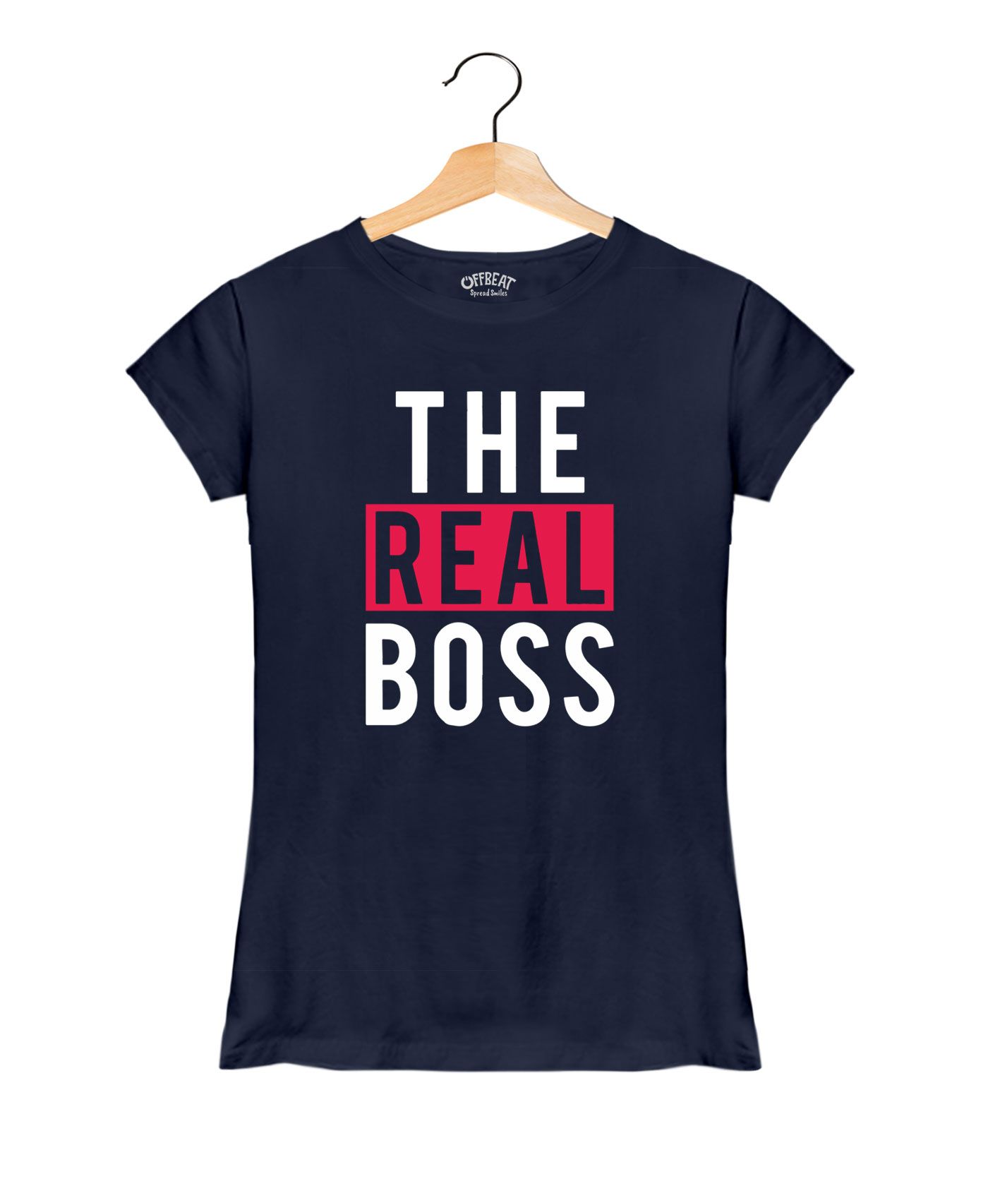 The Boss - Premium Round Neck Couple Tees in Cotton for Women - Navy Blue 