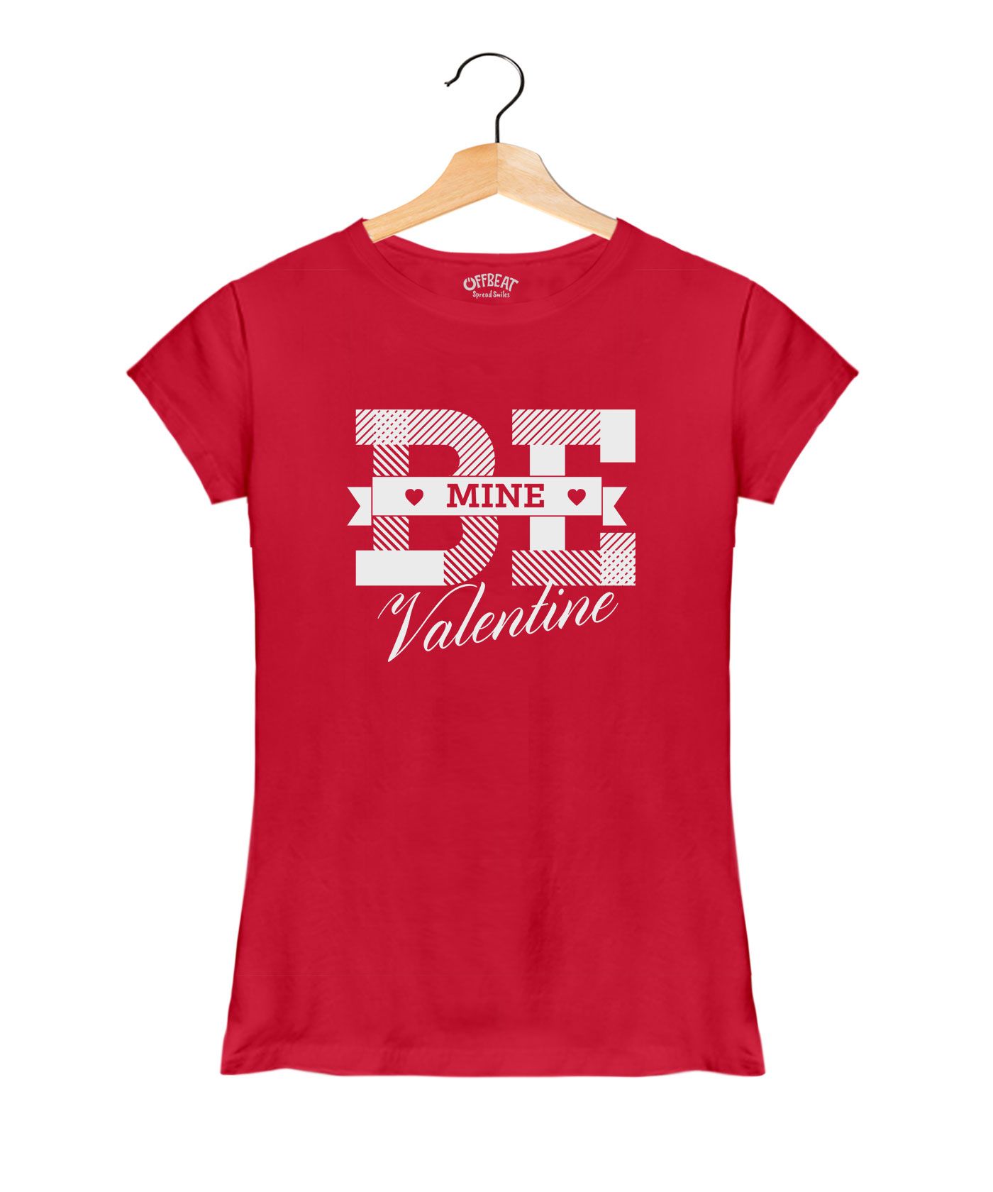 Be Mine Valentine - Premium Round Neck Couple Tees in Cotton for Women - Red 