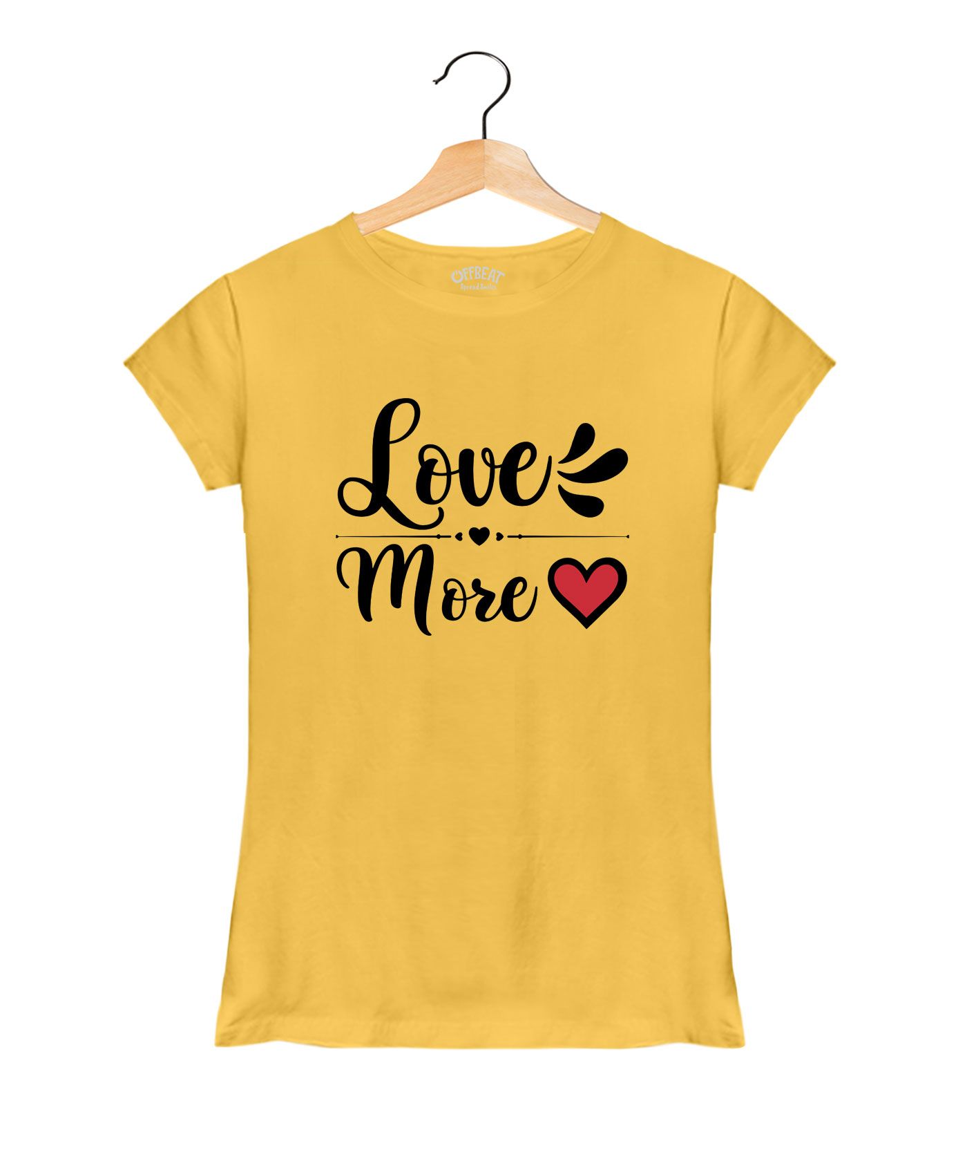 Love More - Premium Round Neck Couple Tees in Cotton for Women - Minion Yellow 